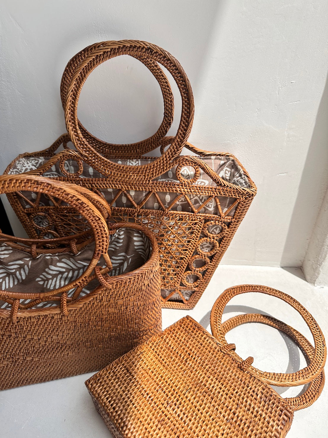 【BALI WERKSTATTE】Ate Basket - Losange Motif