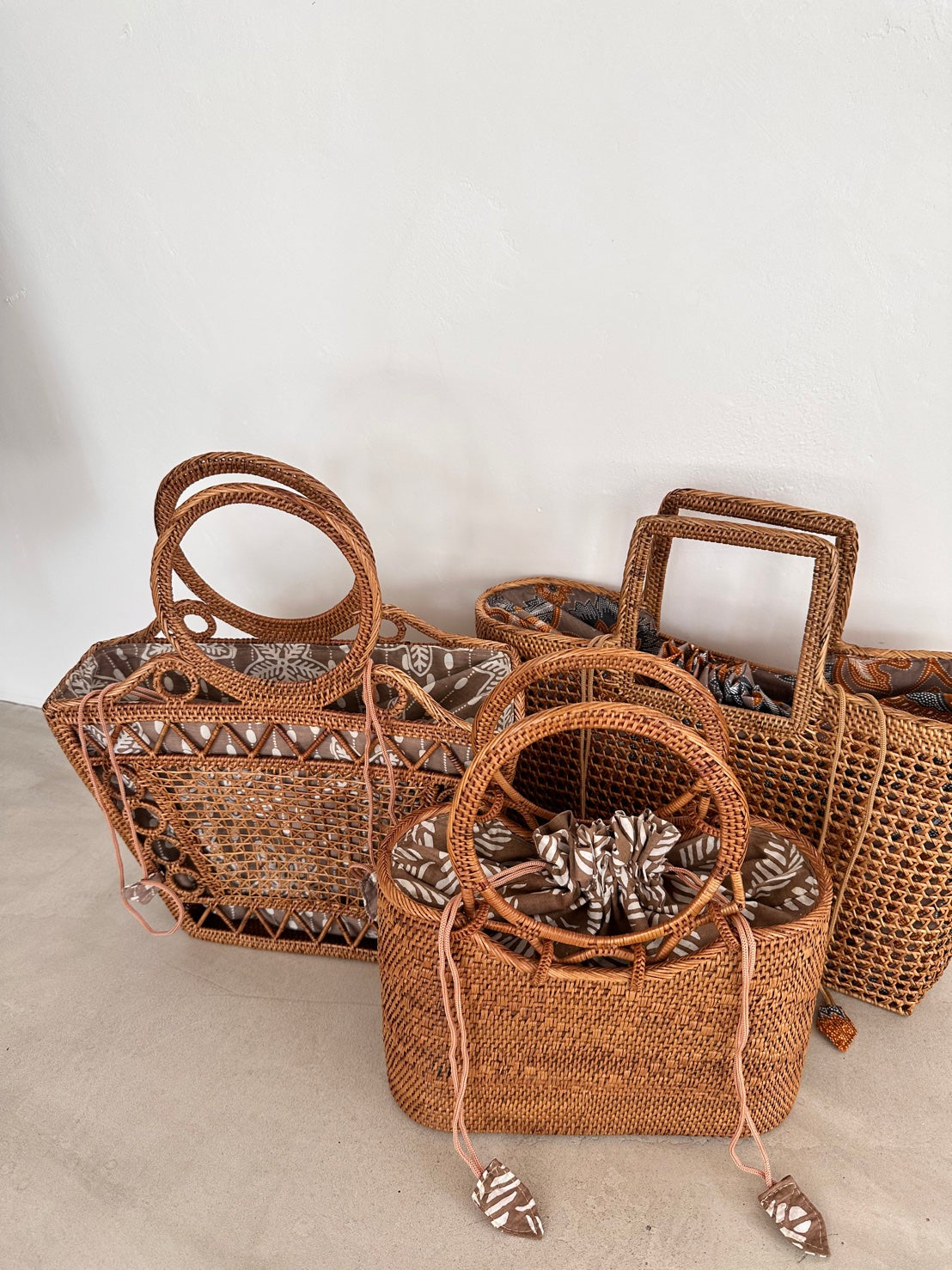 【BALI WERKSTATTE】Ate Basket - Losange Motif
