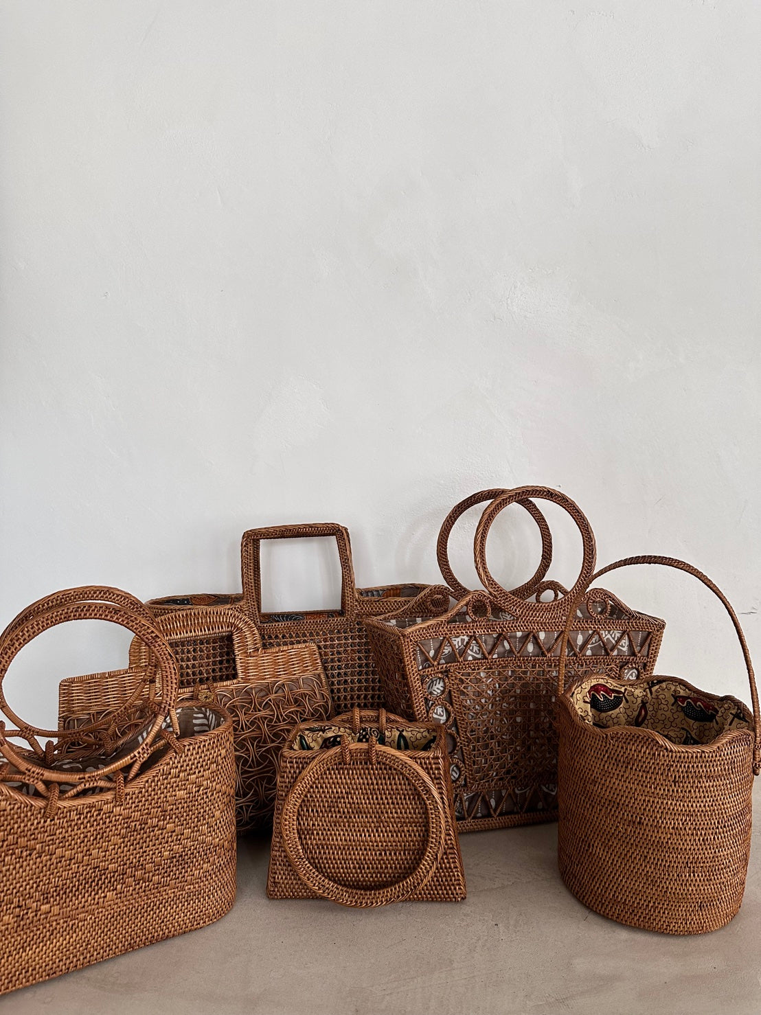 【BALI WERKSTATTE】Ate Basket - Losange Motif