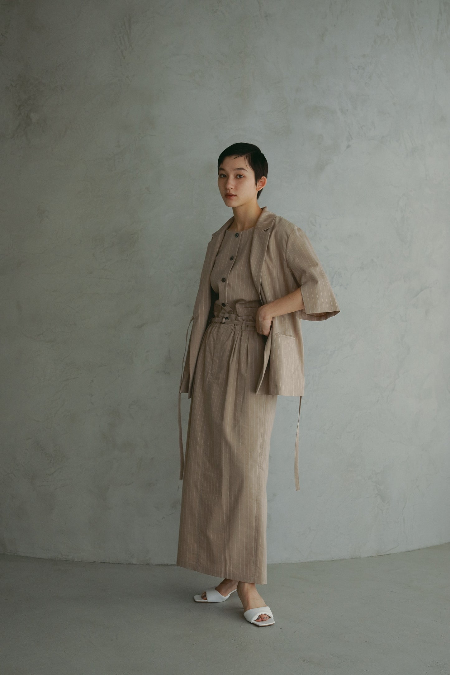 リネンストライプジャケット