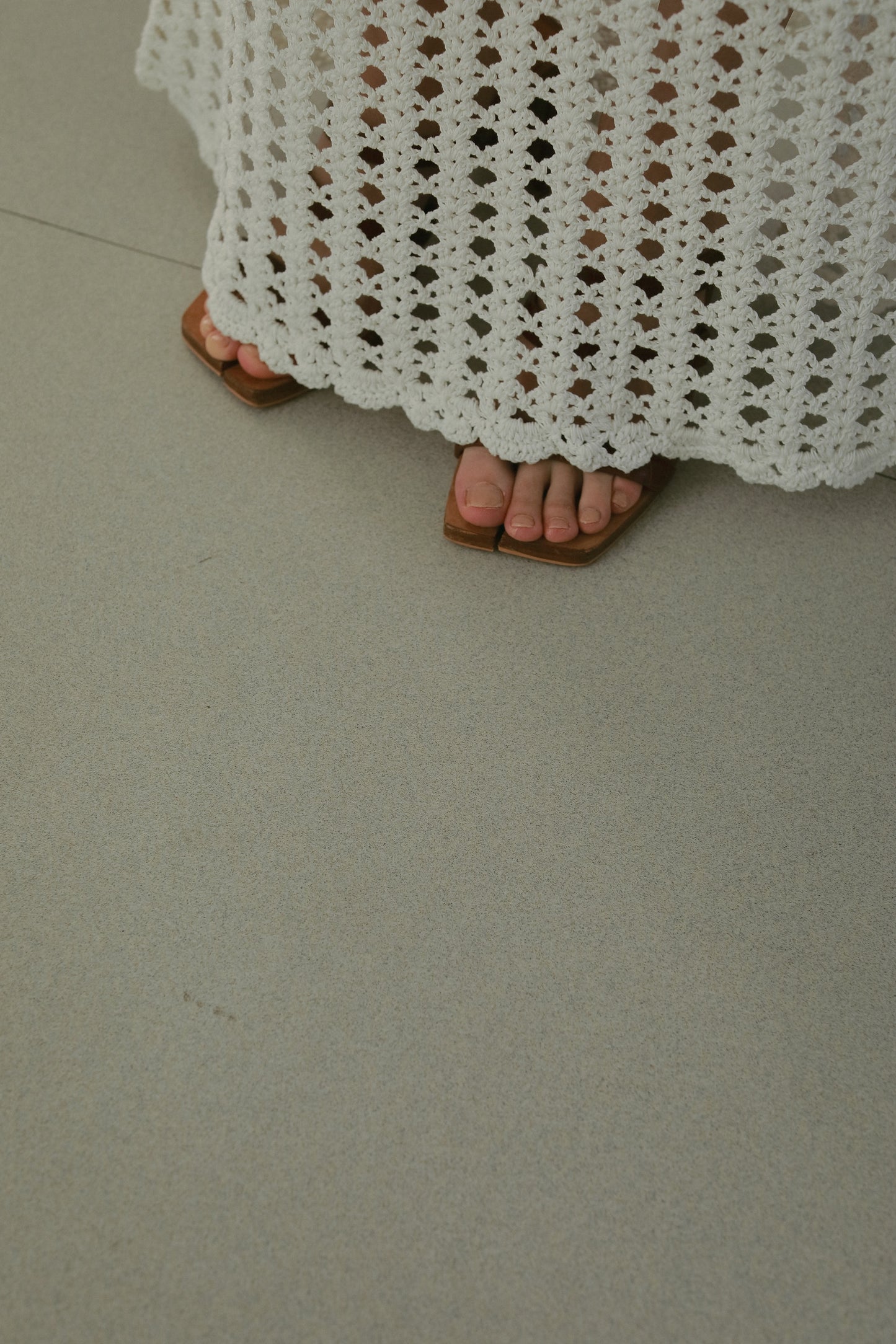 パターンレース編みハンドニットドレス