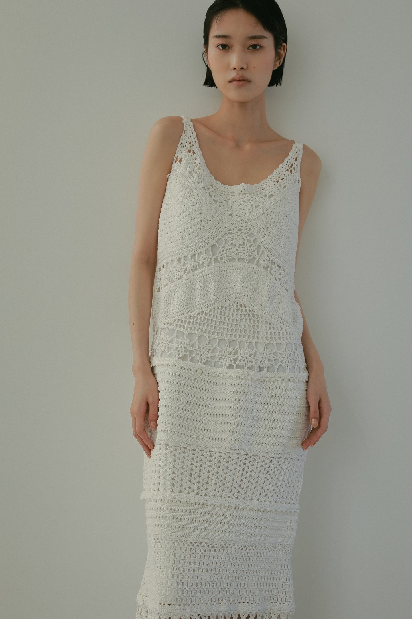 パターンレース編みハンドニットドレス