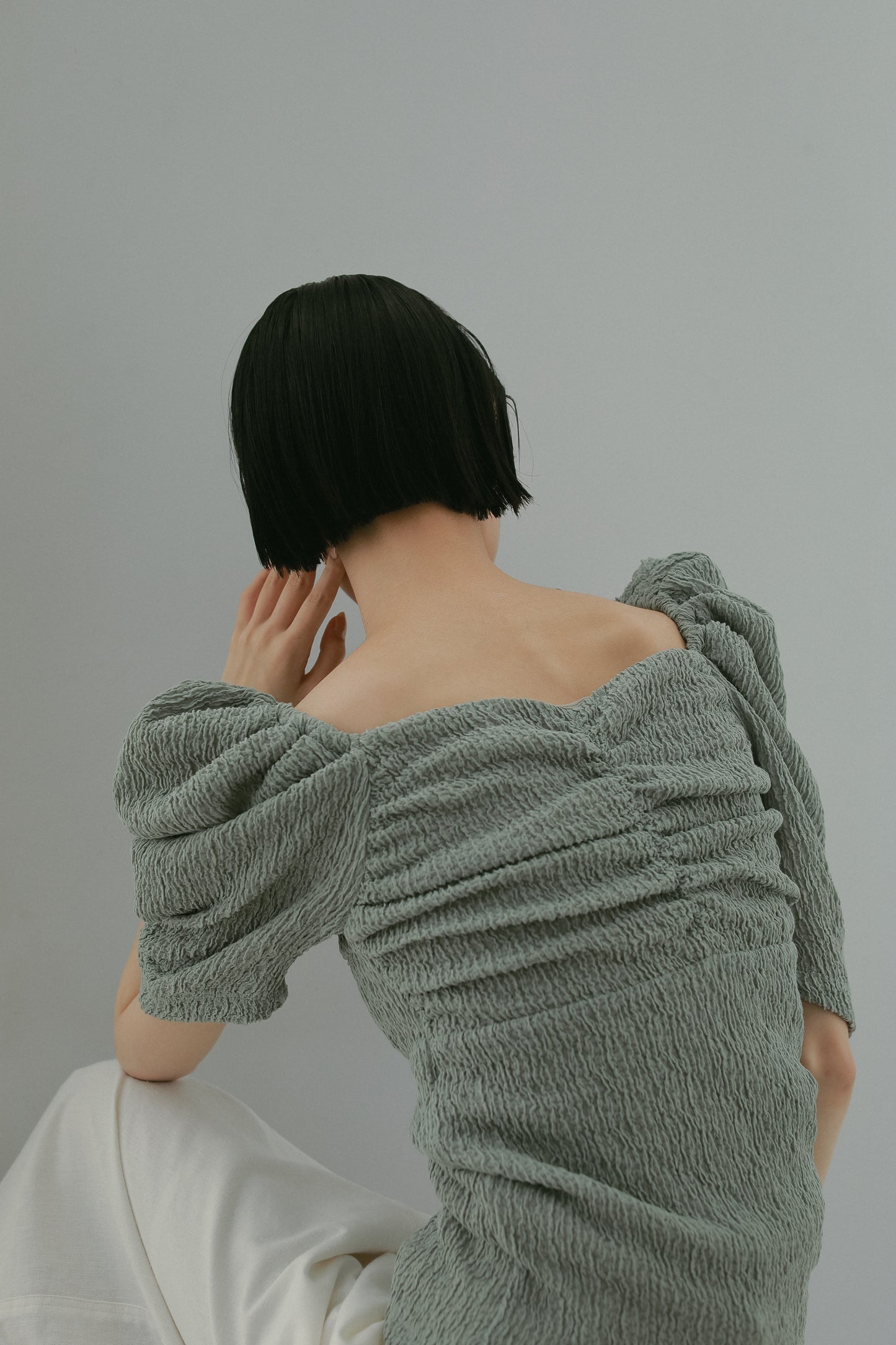 カップ付アップサイクルギャザートップス