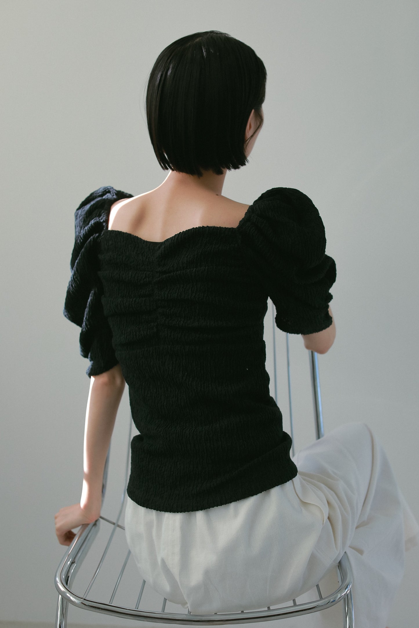 カップ付アップサイクルギャザートップス