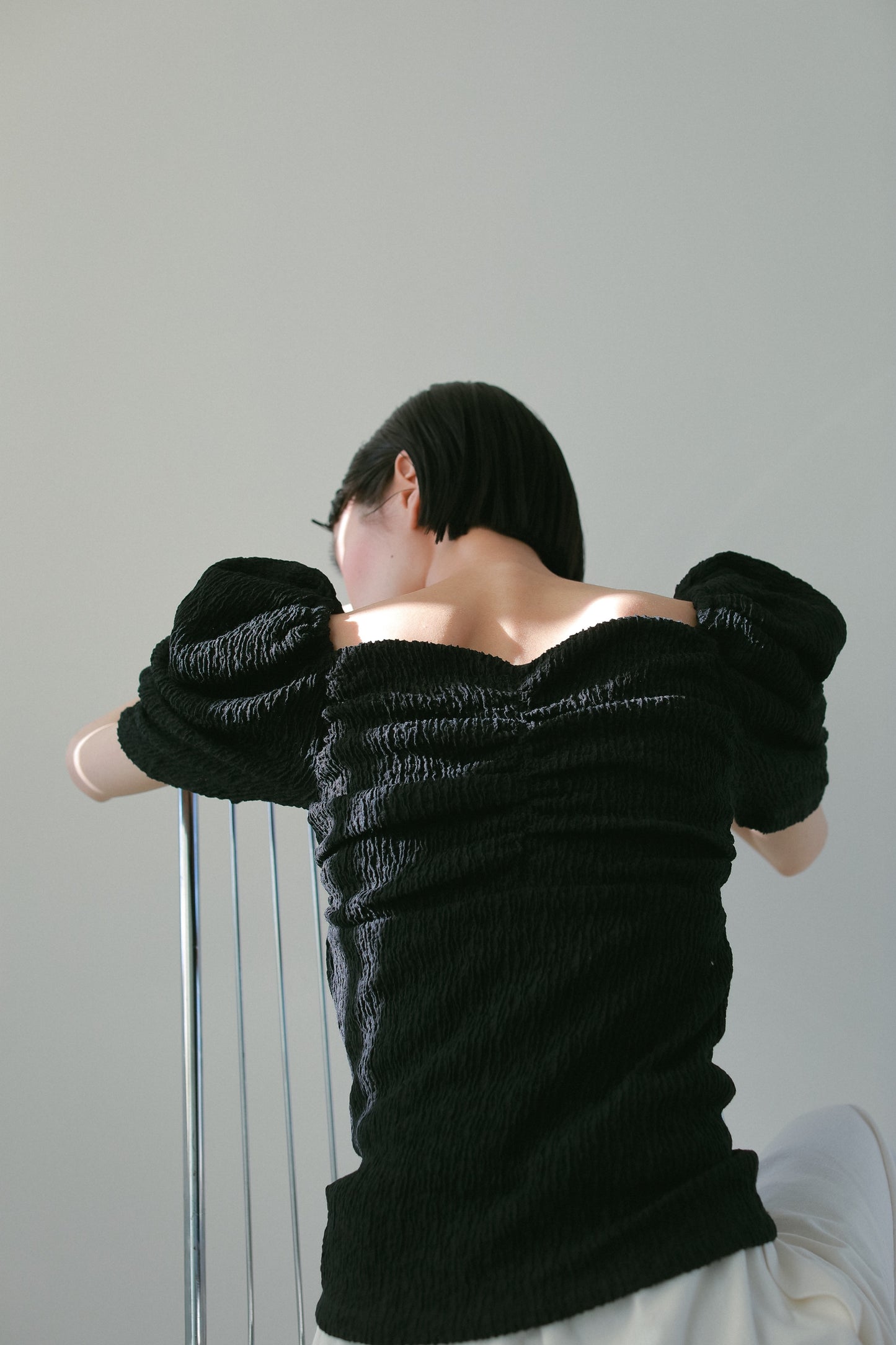 カップ付アップサイクルギャザートップス
