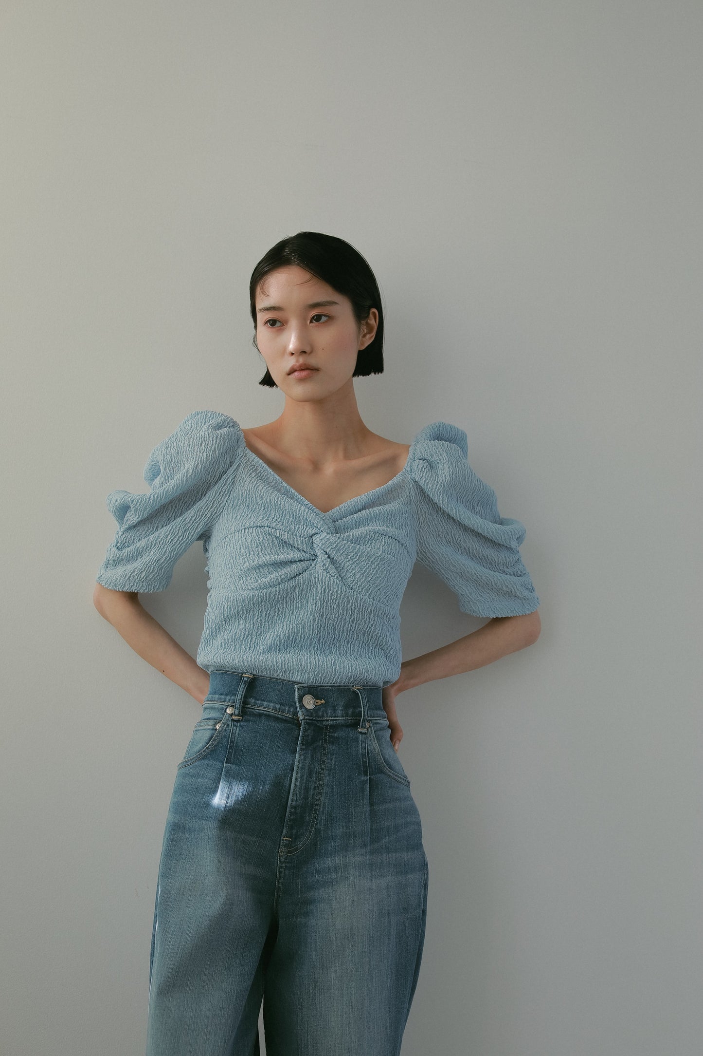 カップ付アップサイクルギャザートップス
