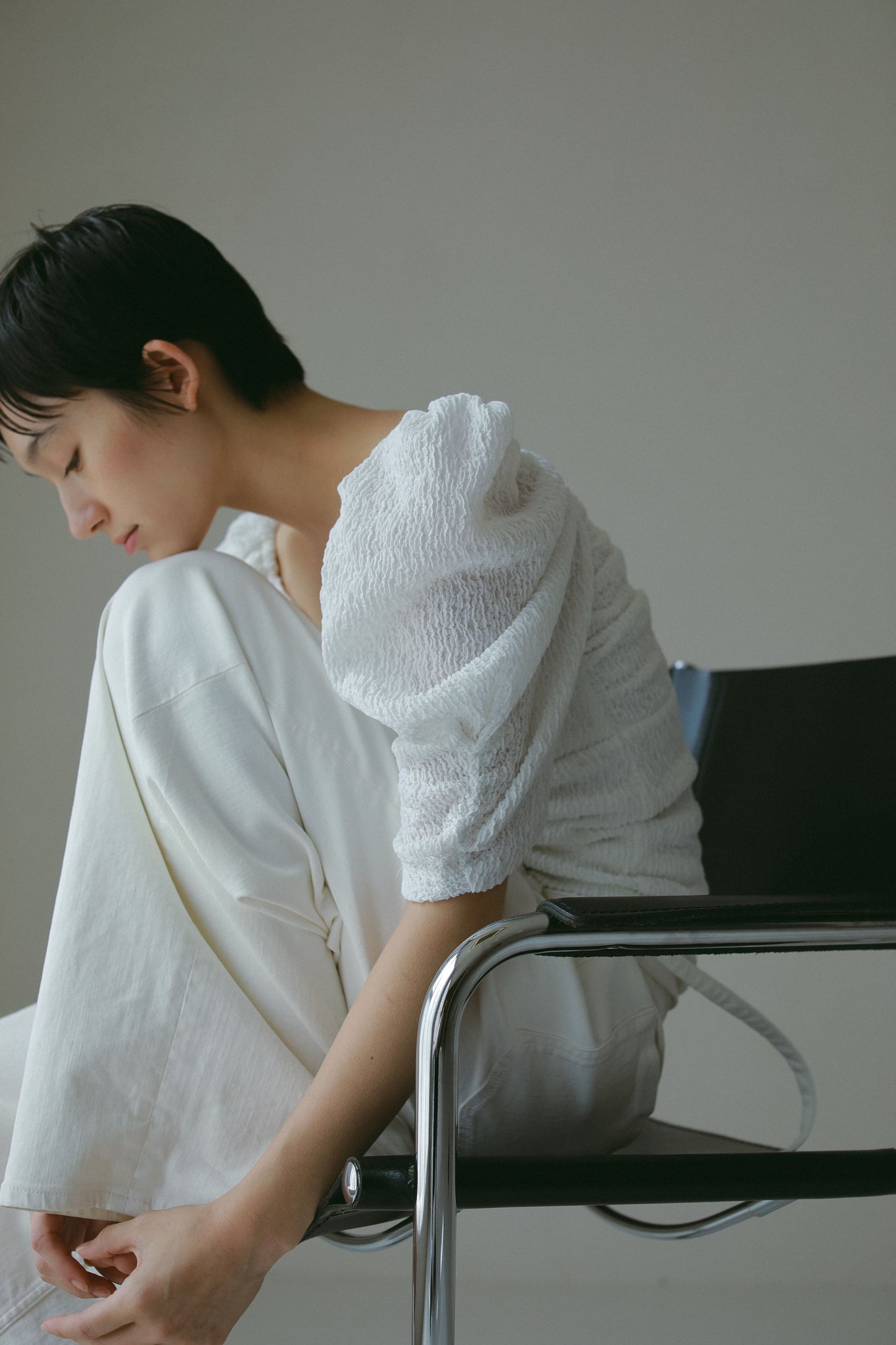 カップ付アップサイクルギャザートップス