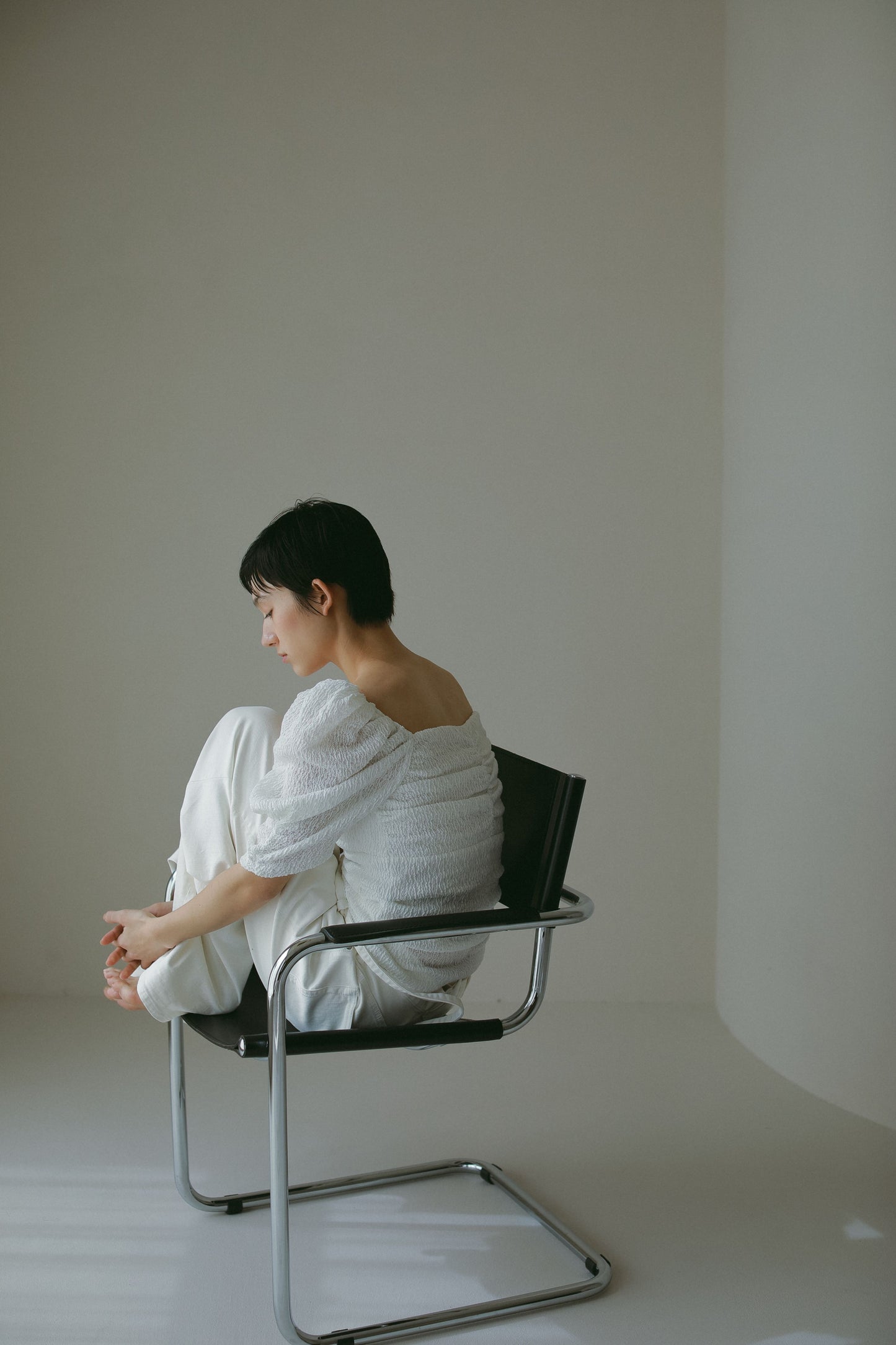 カップ付アップサイクルギャザートップス