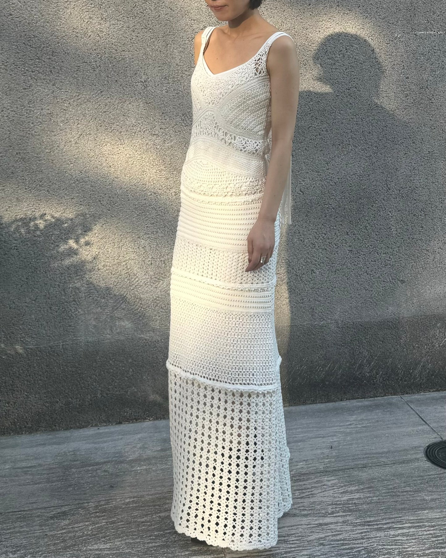 パターンレース編みハンドニットドレス