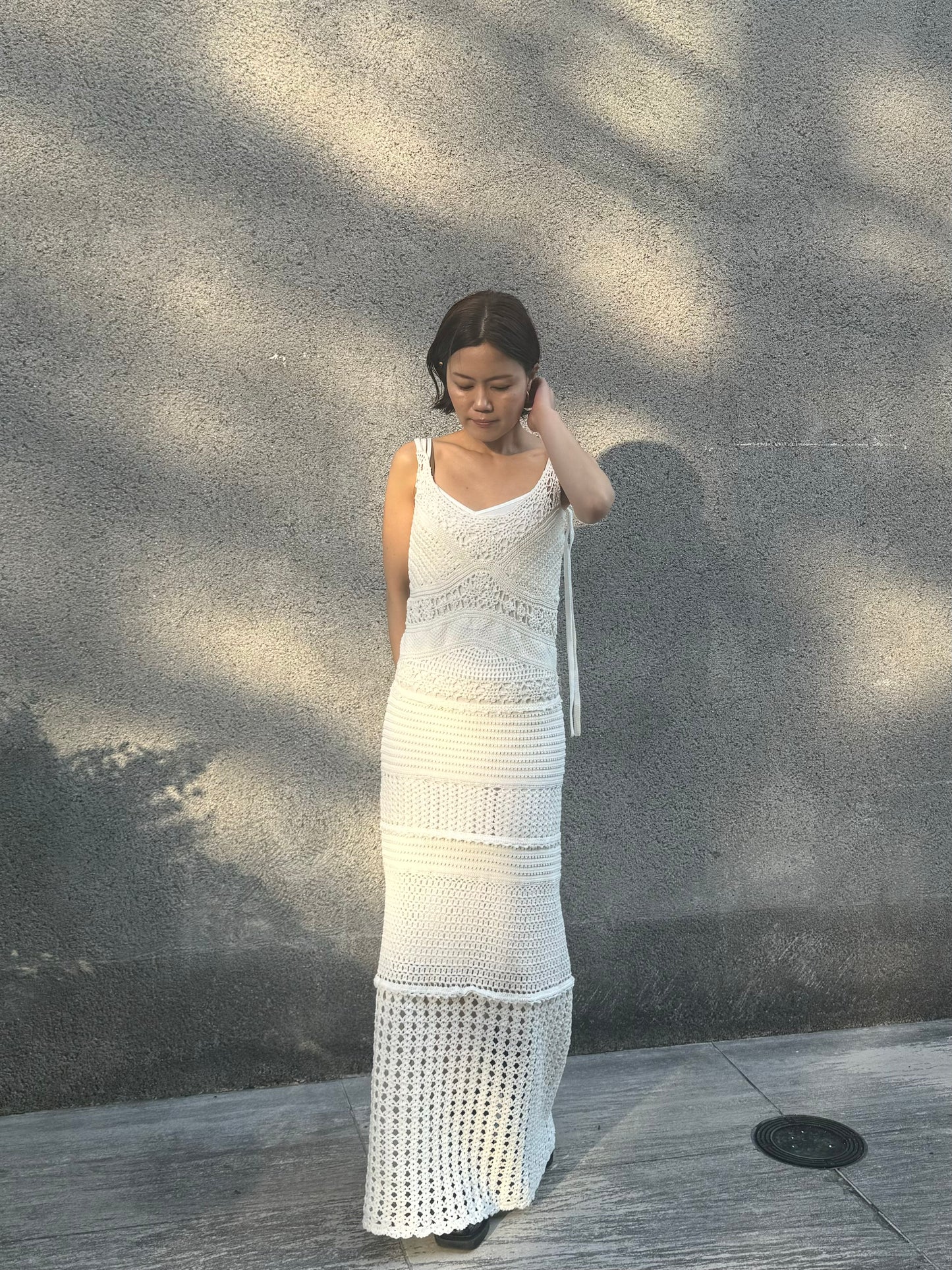 パターンレース編みハンドニットドレス