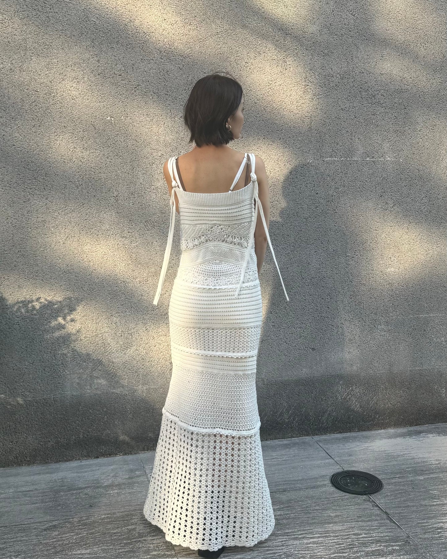 パターンレース編みハンドニットドレス