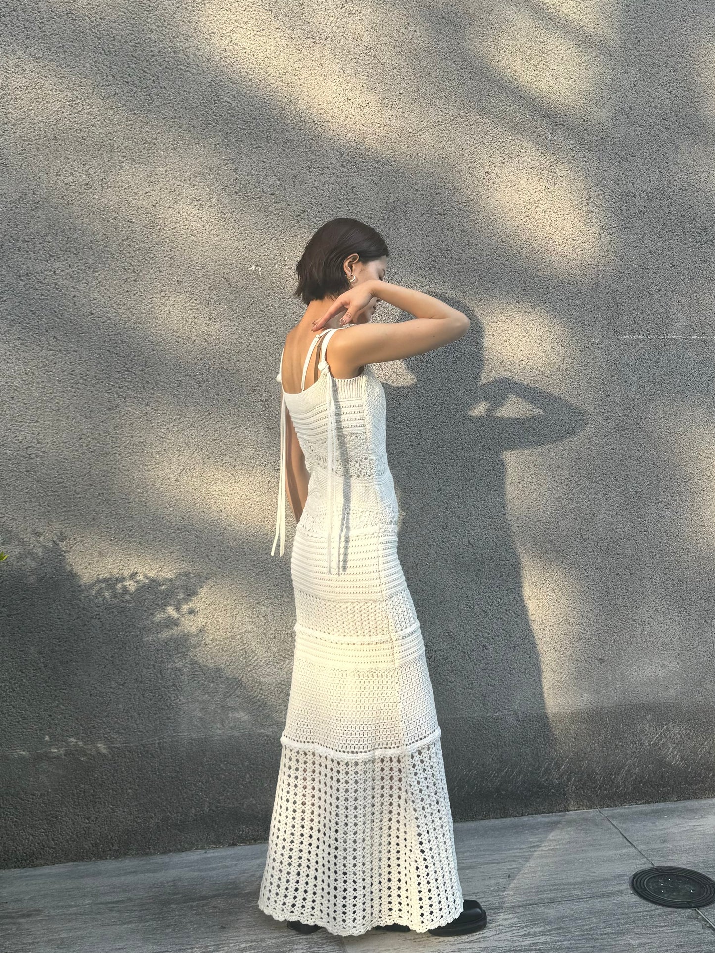 パターンレース編みハンドニットドレス