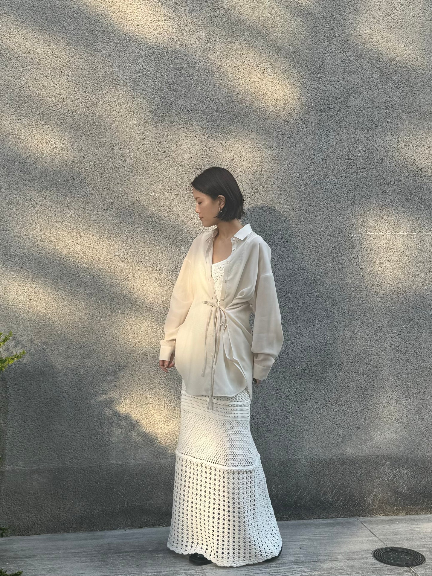 パターンレース編みハンドニットドレス