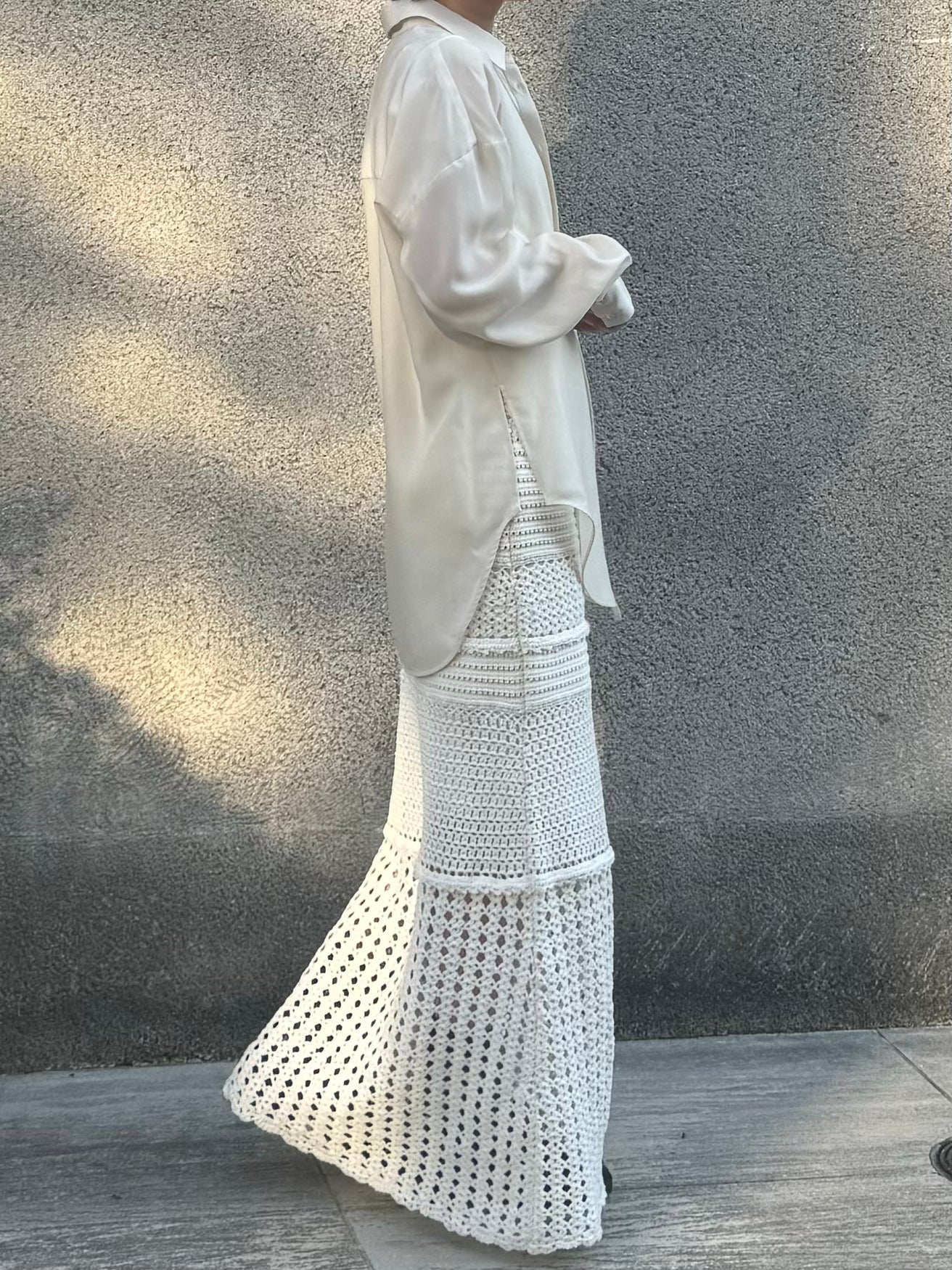 パターンレース編みハンドニットドレス