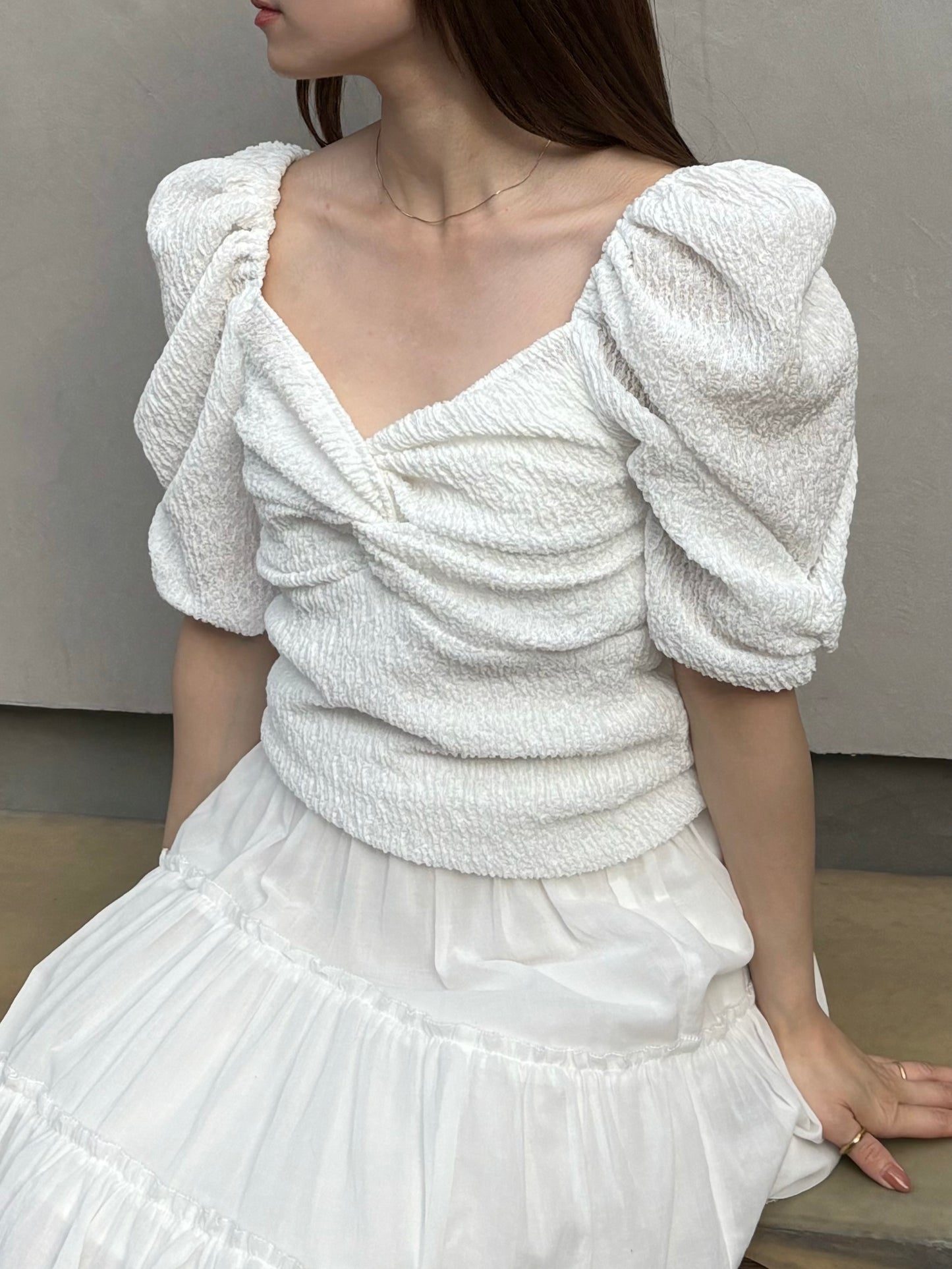 カップ付アップサイクルギャザートップス