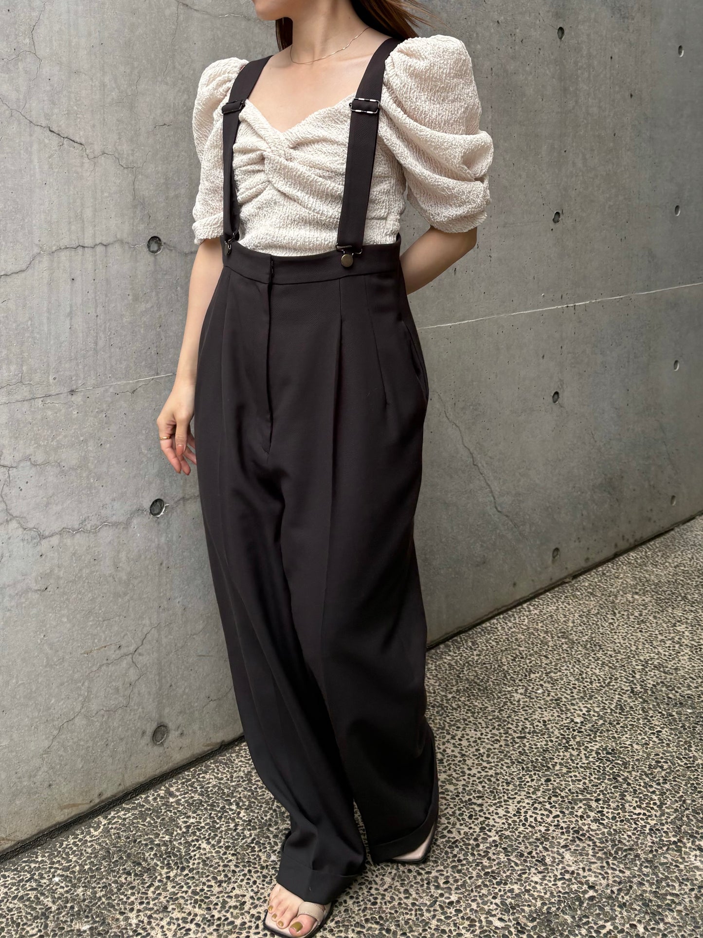カップ付アップサイクルギャザートップス