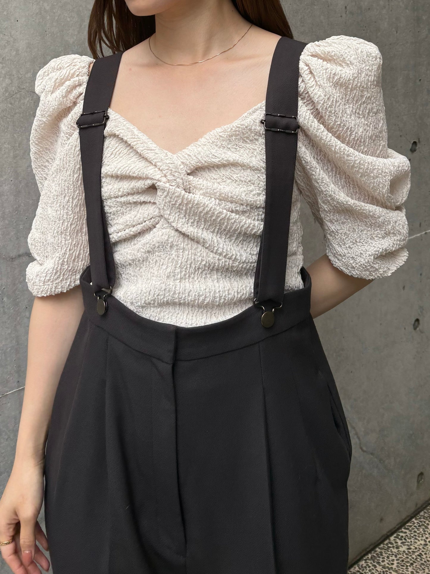 カップ付アップサイクルギャザートップス