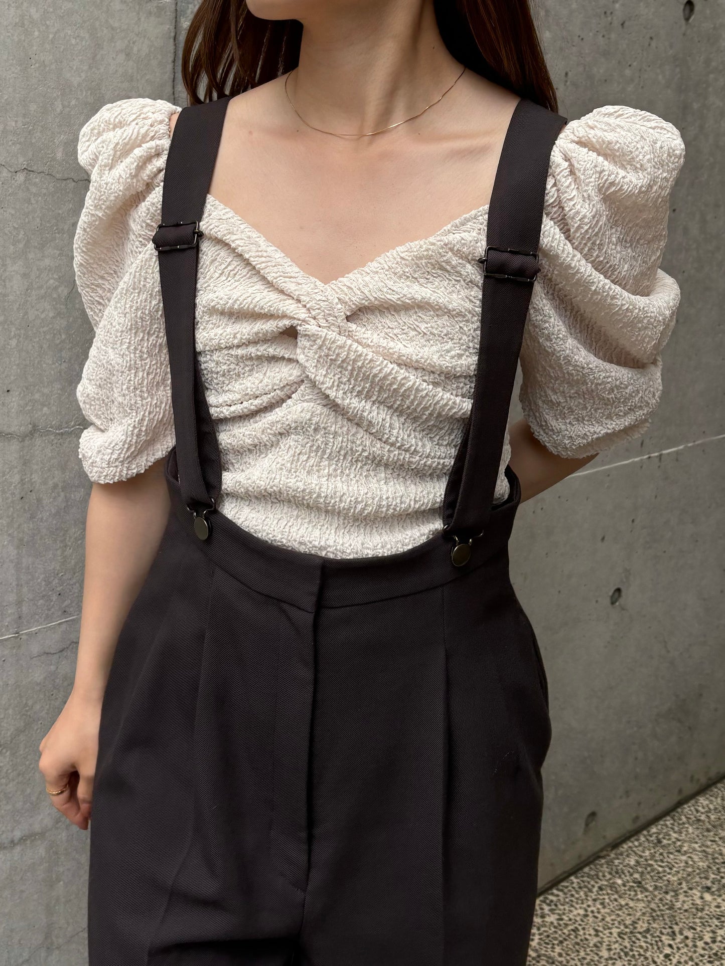 カップ付アップサイクルギャザートップス