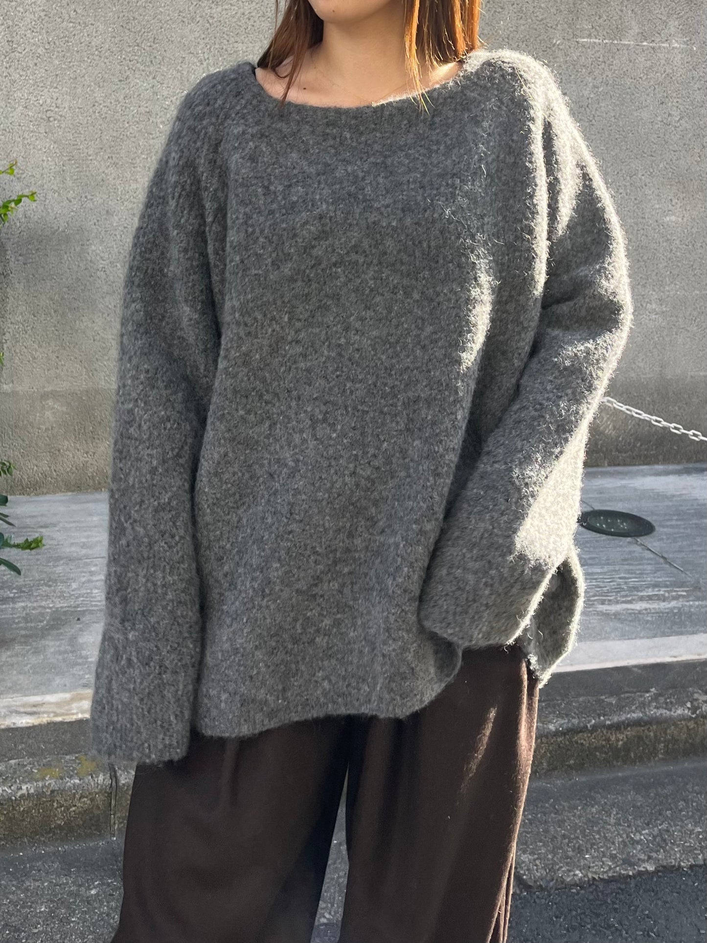 ラグランモヘアニットトップス