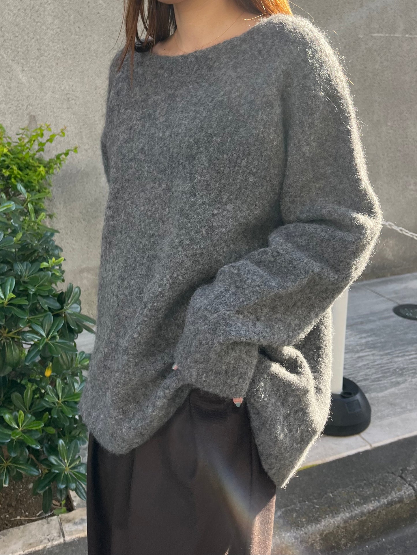 ラグランモヘアニットトップス