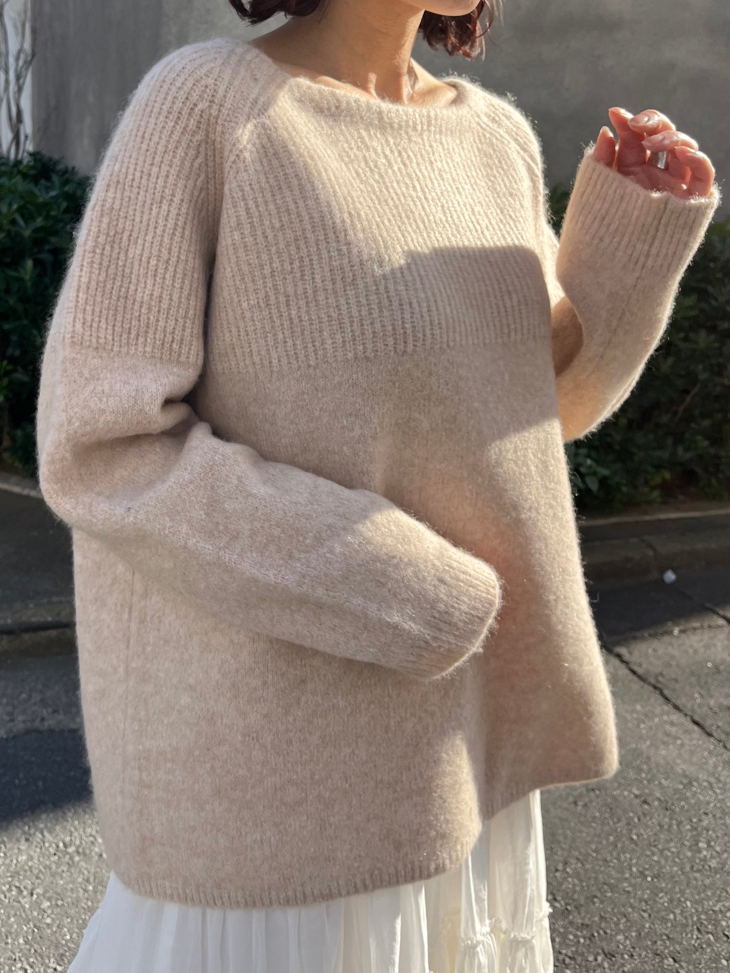 ラグランモヘアニットトップス