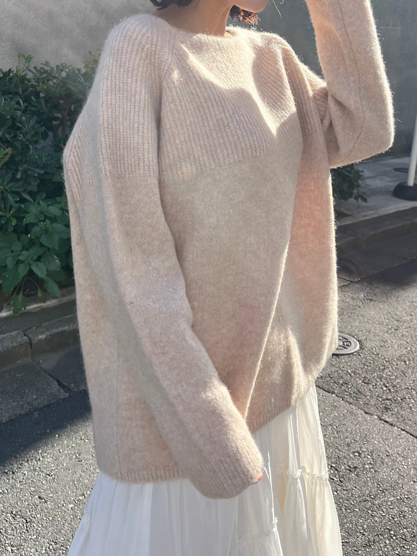 ラグランモヘアニットトップス