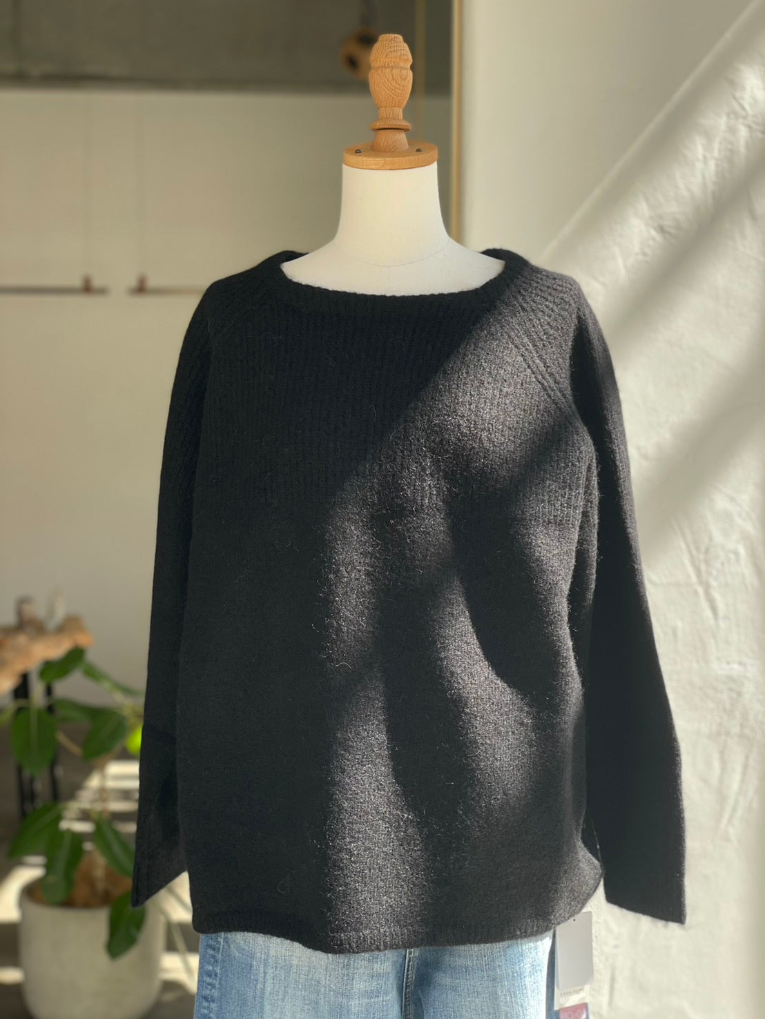 ラグランモヘアニットトップス