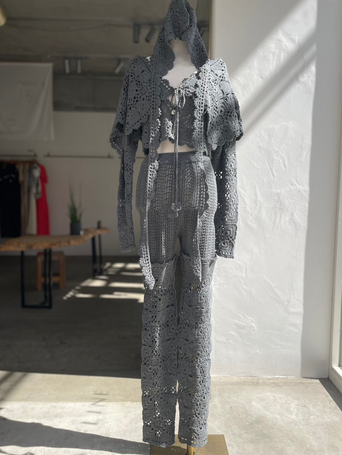 【OPEN SESAME CLUB】Cashmere blend fleur lace leggings