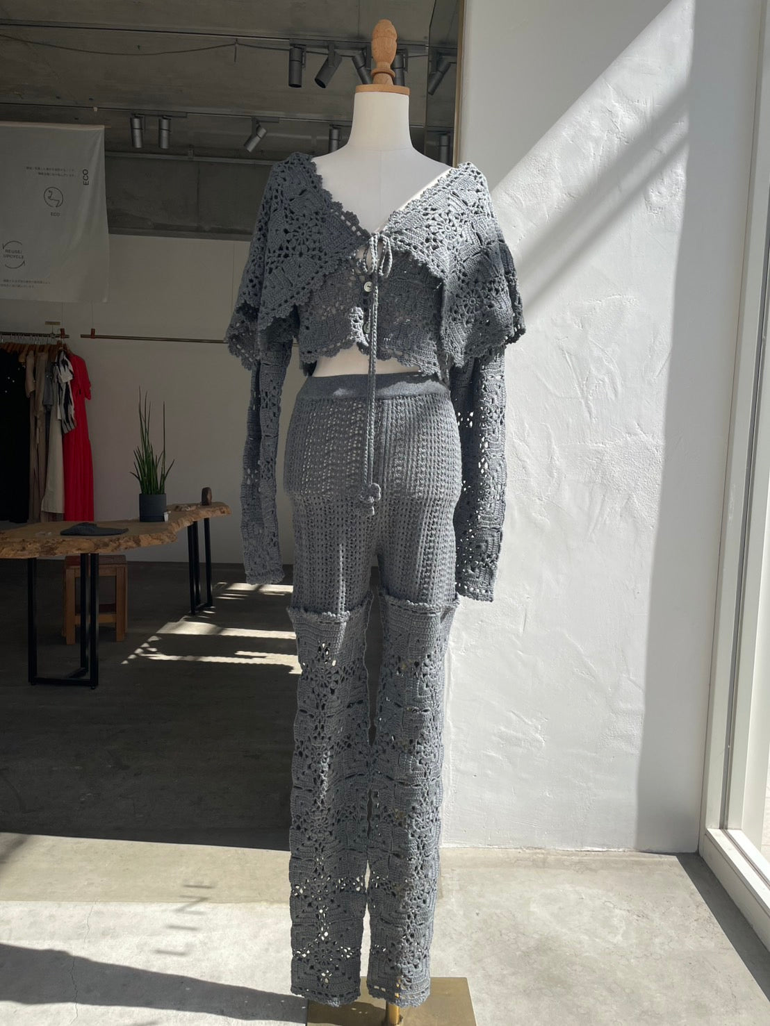 【OPEN SESAME CLUB】Cashmere blend fleur lace leggings