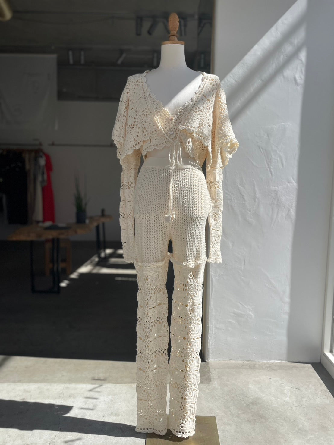 【OPEN SESAME CLUB】Cashmere blend fleur lace leggings