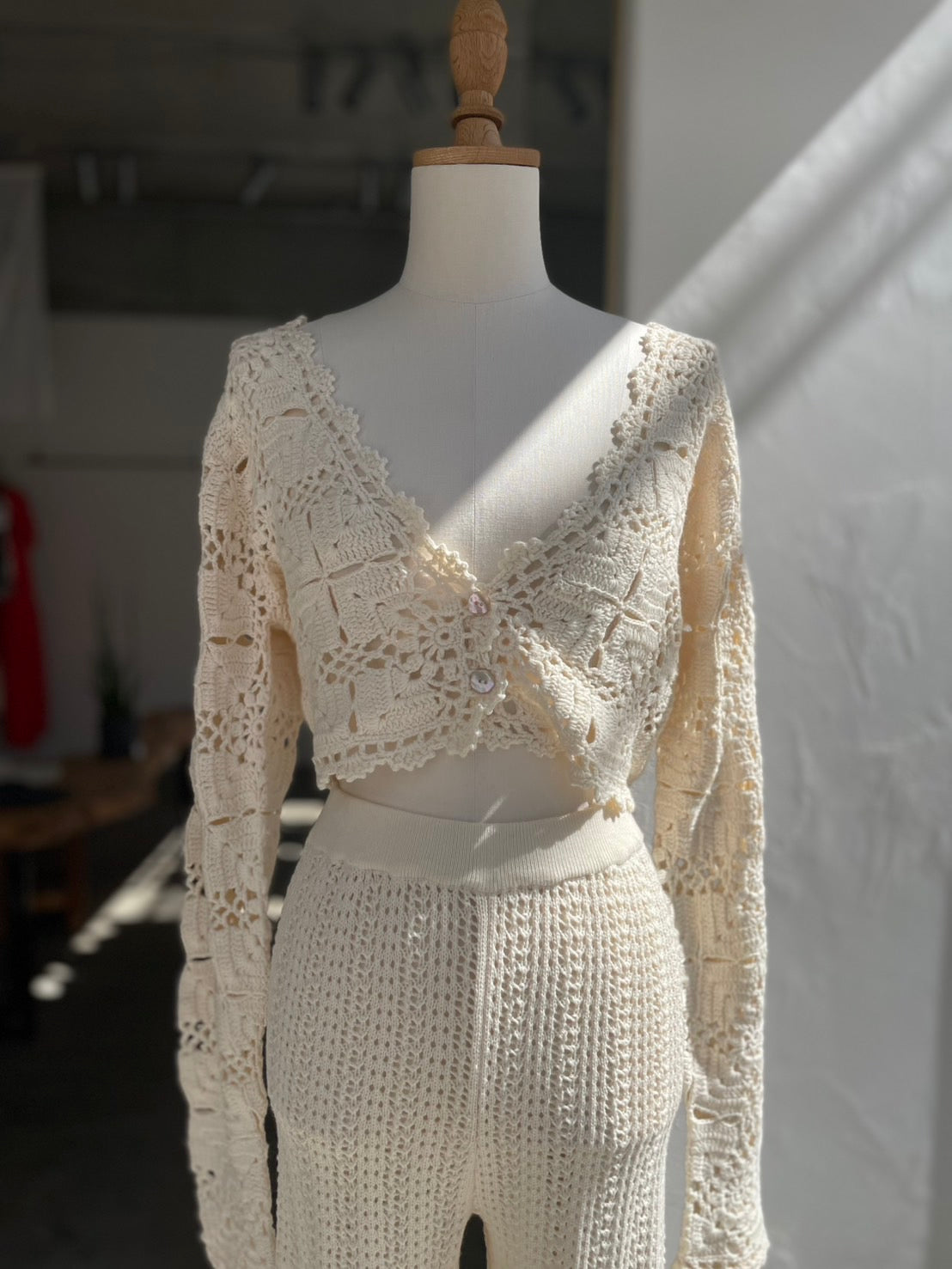 【OPEN SESAME CLUB】 Cashmere blend fleur lace cardigan