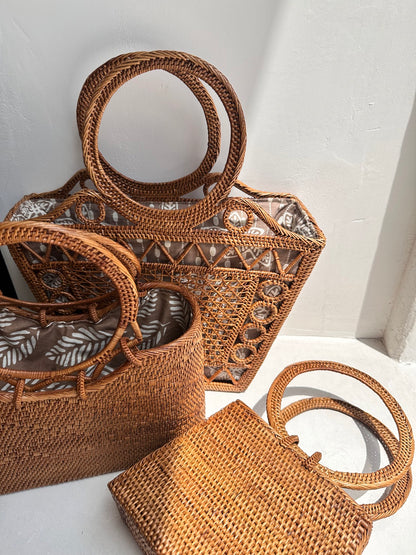 【BALI WERKSTATTE】Ate Basket - Losange Motif