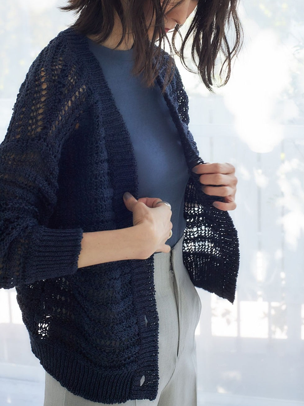 コットンテープニットカーディガン