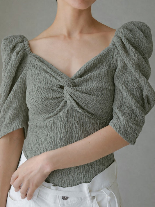 カップ付アップサイクルギャザートップス