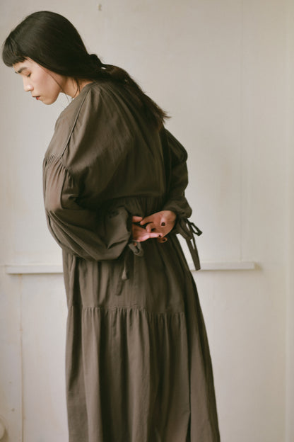 コットンシフォンティアードドレス