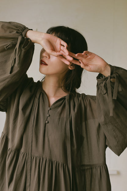 コットンシフォンティアードドレス