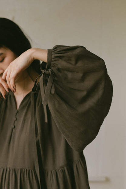 コットンシフォンティアードドレス