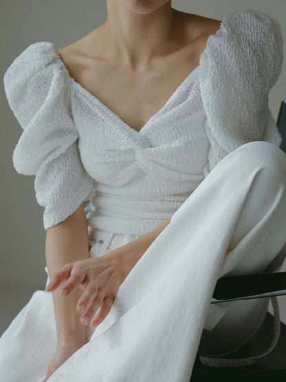 カップ付アップサイクルギャザートップス