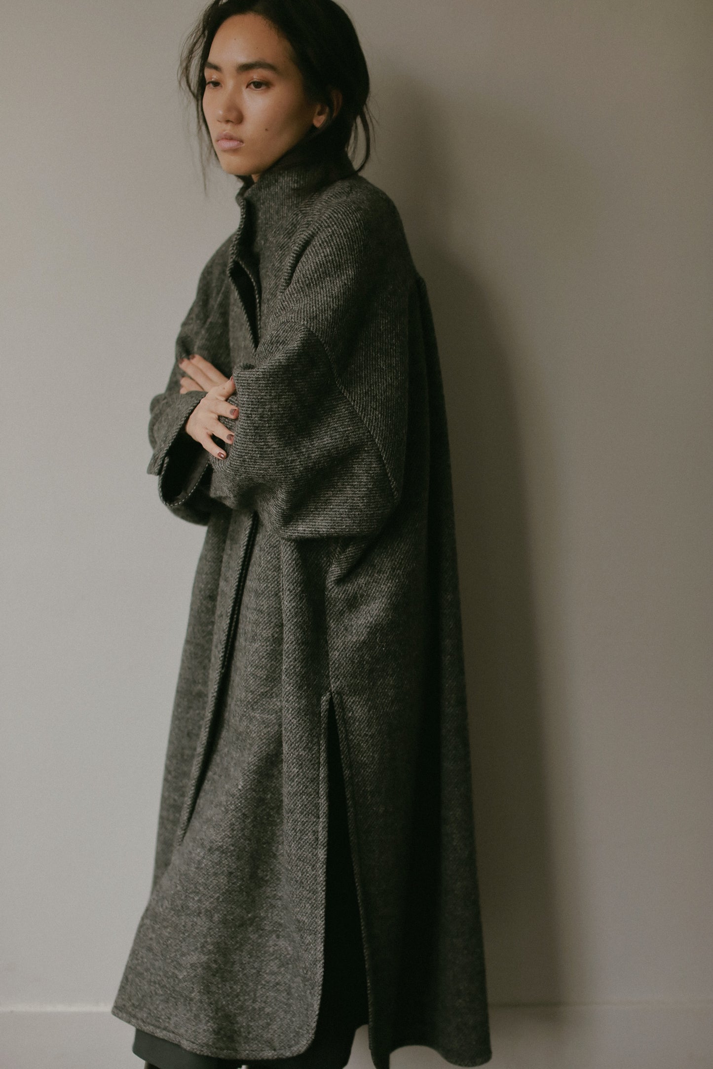 ハイネックポンチョコート