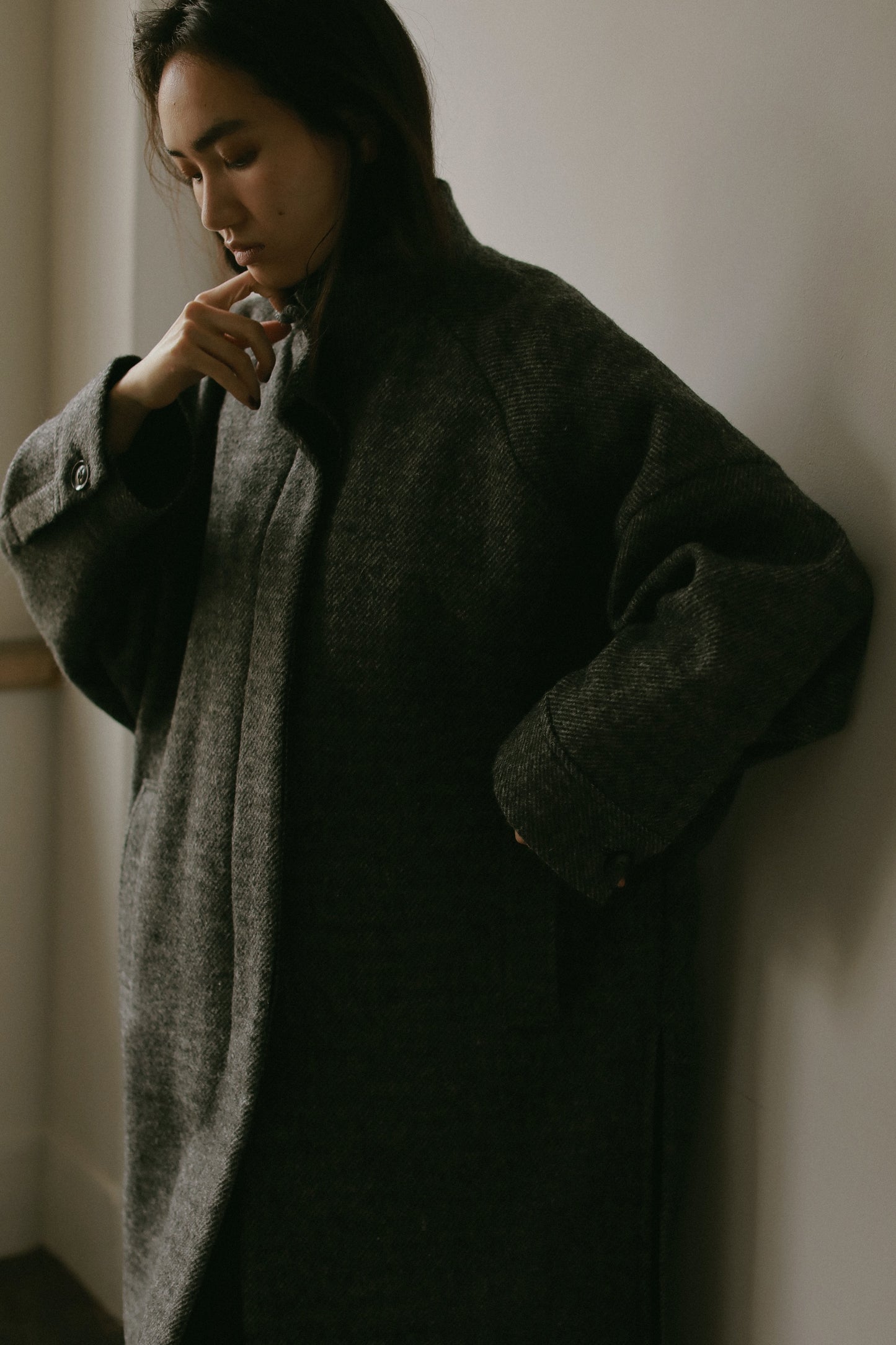 ハイネックポンチョコート