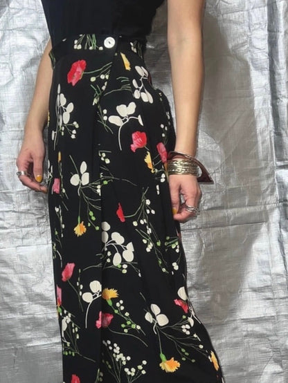 【THE SMORKY BRAINS】FLORAL PATTERN WRAP SKIRT