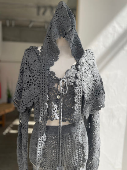 【OPEN SESAME CLUB】 Cashmere blend fleur lace cardigan