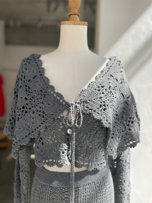 【OPEN SESAME CLUB】 Cashmere blend fleur lace cardigan