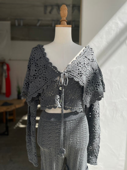 【OPEN SESAME CLUB】 Cashmere blend fleur lace cardigan