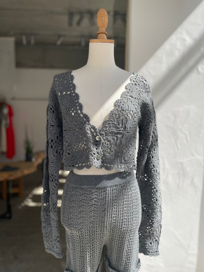 【OPEN SESAME CLUB】 Cashmere blend fleur lace cardigan