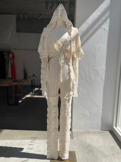 【OPEN SESAME CLUB】 Cashmere blend fleur lace cardigan