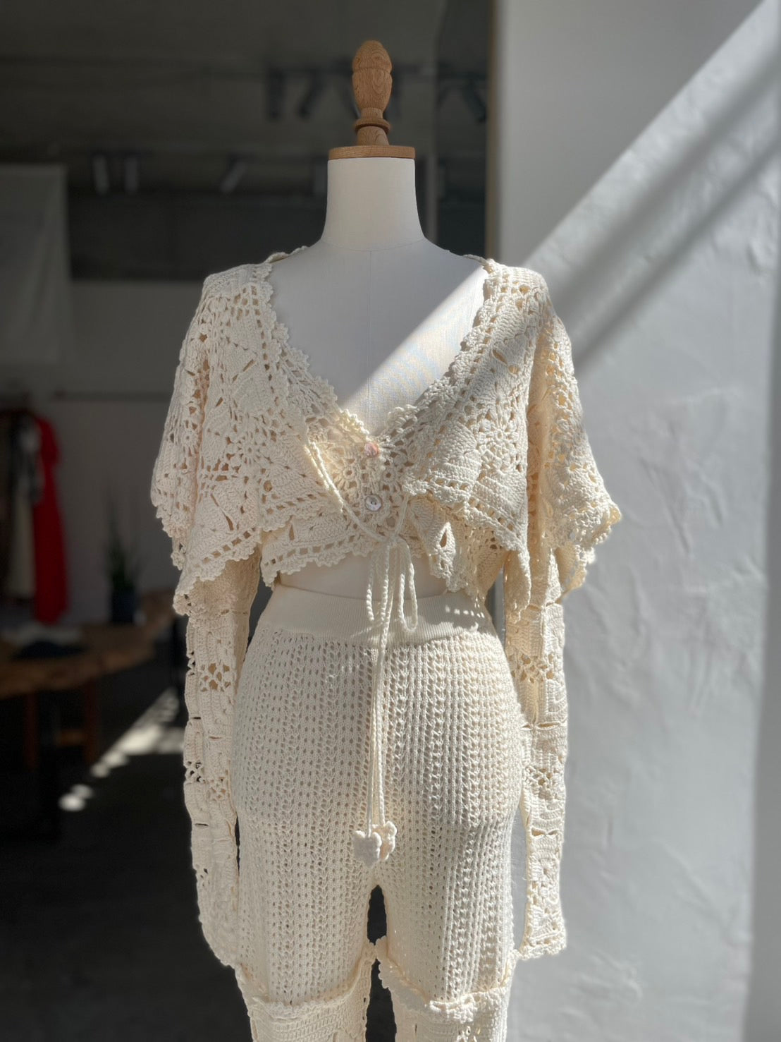 【OPEN SESAME CLUB】 Cashmere blend fleur lace cardigan