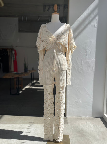 【OPEN SESAME CLUB】 Cashmere blend fleur lace cardigan