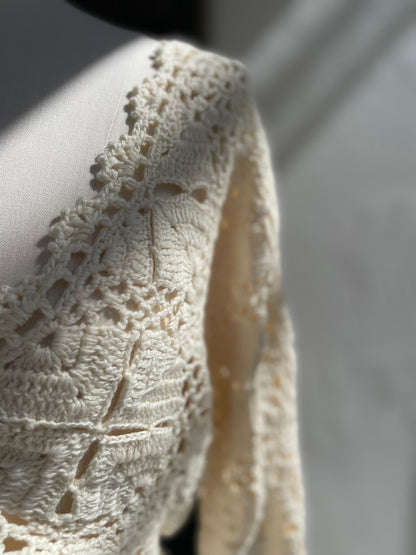 【OPEN SESAME CLUB】 Cashmere blend fleur lace cardigan