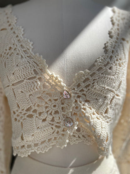 【OPEN SESAME CLUB】 Cashmere blend fleur lace cardigan